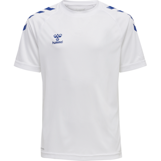 hmlCORE XK CORE POLY TEE S/S KIDS, WHITE/TRUE BLUE, packshot