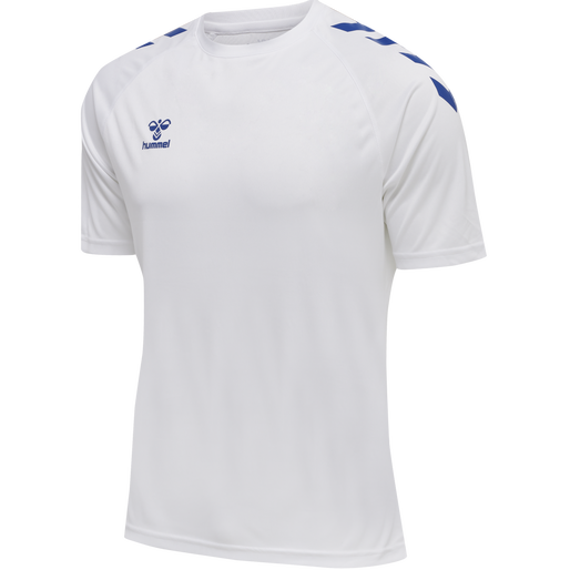 hmlCORE XK CORE POLY T-SHIRT S/S, WHITE/TRUE BLUE, packshot