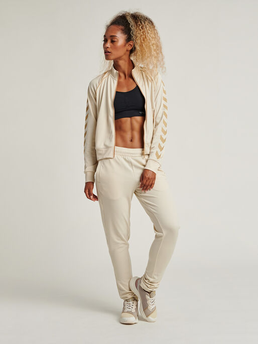 hmlZIBA SHORT ZIP JACKET, BONE WHITE, model