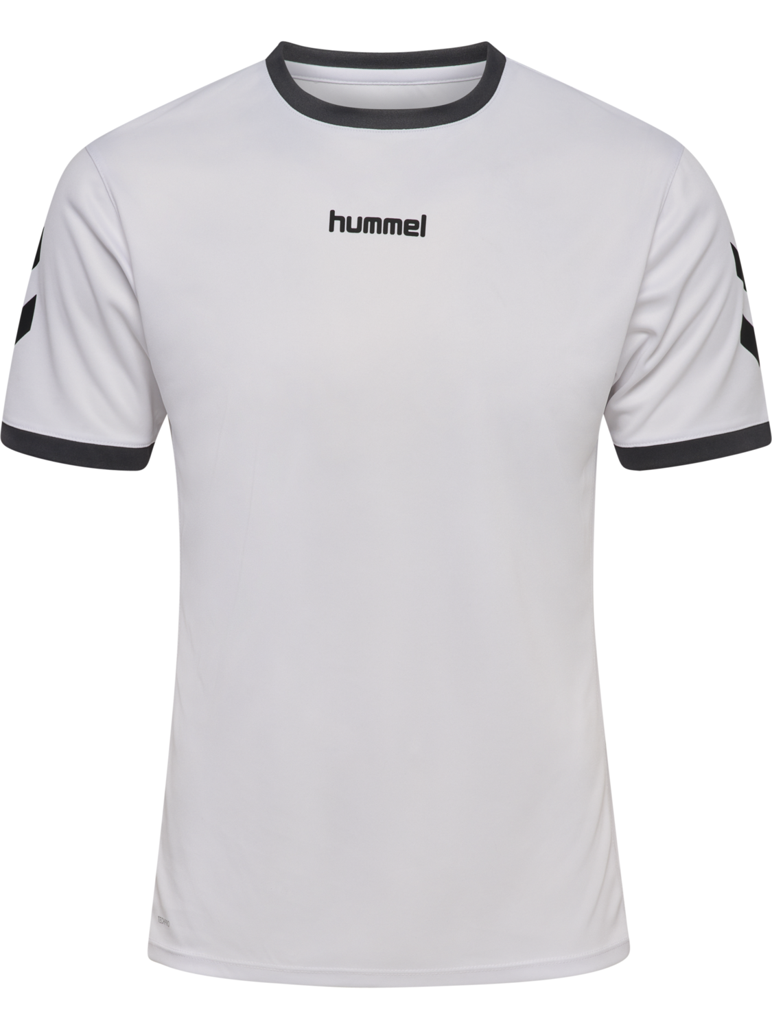 hmlBLAZE CLUB 26 POLY TEE, WHITE/ASPHALT, packshot