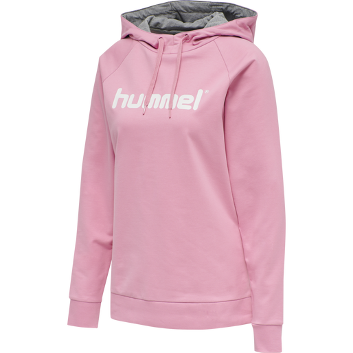 HUMMEL GO COTTON LOGO HOODIE WOMAN, COTTON CANDY, packshot