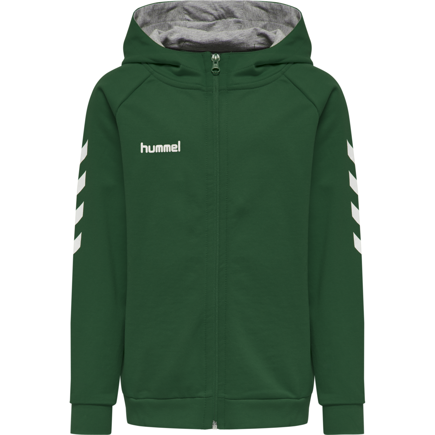 HUMMEL GO KIDS COTTON ZIP HOODIE, EVERGREEN, packshot