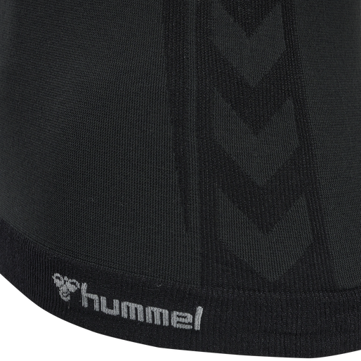 hmlCLEA SEAMLESS TIGHT T-SHIRT L/S, BLACK MELANGE, packshot