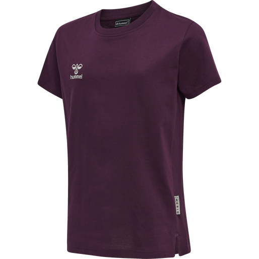 hmlMOVE GRID COTTON T-SHIRT S/S KID, GRAPE WINE, packshot