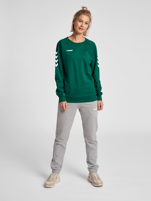 HUMMEL GO COTTON SWEATSHIRT WOMAN, EVERGREEN, model
