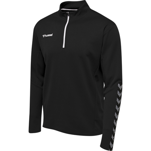 hmlAUTHENTIC HALF ZIP SWEATSHIRT, BLACK, packshot