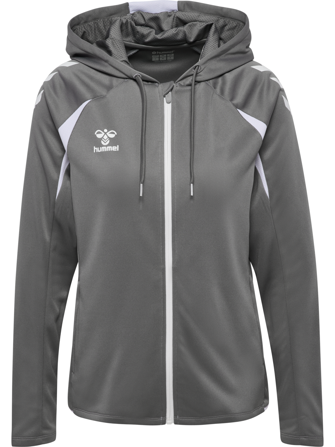 hmlCORE 2.0 ZIP HOODIE WOMAN, STEEL GRAY/WHITE, packshot