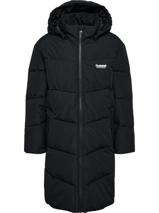 hmlJR PUFFER LONG JACKET, BLACK, packshot