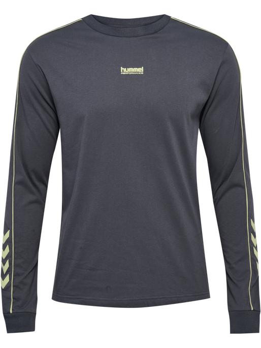 hmlPULSE PIPING T-SHIRT L/S, BLACKENED PEARL, packshot