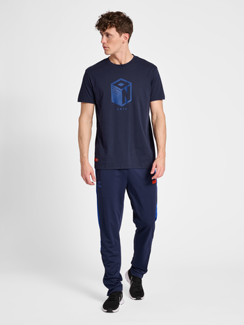 hmlPRO GRID COTTON T-SHIRT S/S, MARITIME BLUE, model