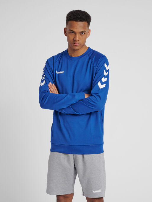 HMLGO COTTON SWEATSHIRT, TRUE BLUE, model