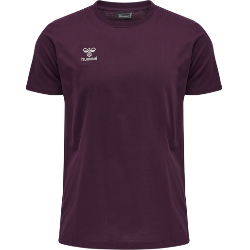 hmlMOVE GRID COTTON T-SHIRT S/S, GRAPE WINE, packshot