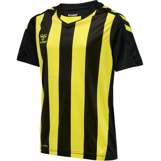 hmlCORE XK STRIPED JERSEY S/S KIDS, BLACK/BLAZING YELLOW hmlCORE XK STRIPED JERSEY S/S KIDS, BLACK/BLAZING YELLOW, packshot