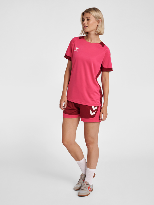hmlLEAD S/S POLY JERSEY WOMEN, RASPBERRY SORBET, model