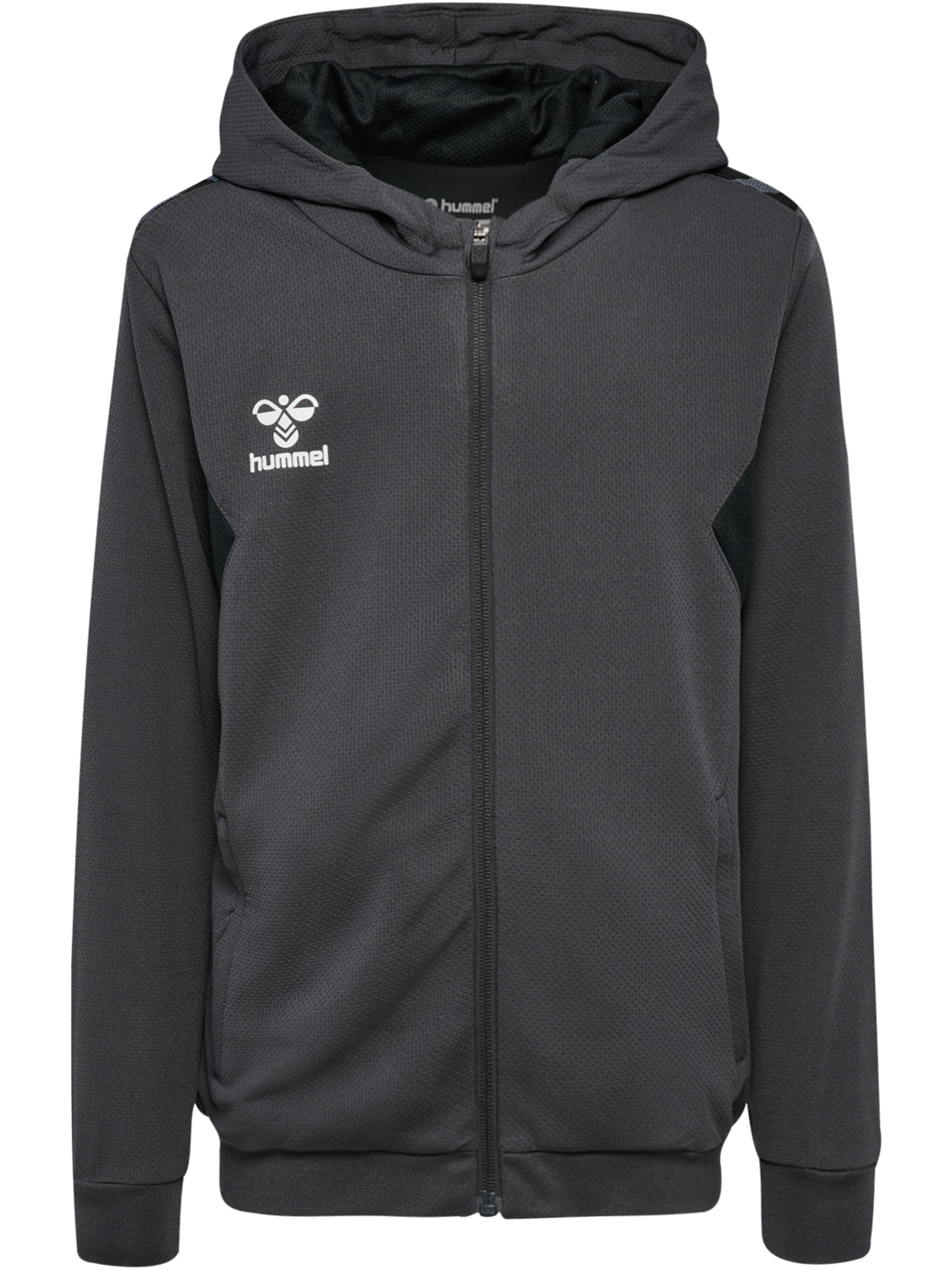 hmlAUTHENTIC PL ZIP HOODIE KIDS, ASPHALT, packshot