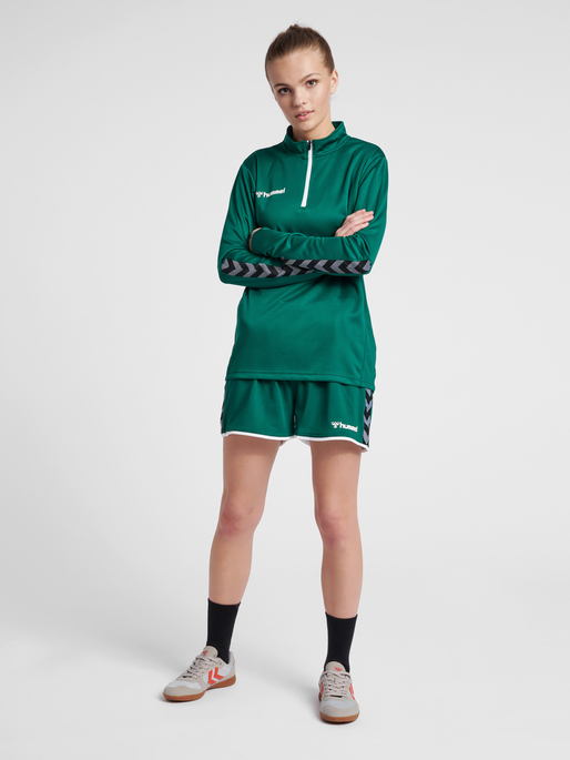 hmlAUTHENTIC HALF ZIP SWEATSHIRT WOMAN, EVERGREEN, model