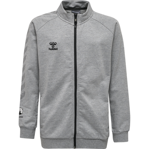 hmlMOVE GRID COTTON ZIP JACKET KIDS, GREY MELANGE, packshot