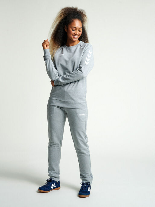 HUMMEL GO COTTON SWEATSHIRT WOMAN, GREY MELANGE, model