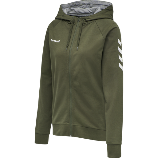 HMLGO COTTON ZIP HOODIE WOMAN, GRAPE LEAF, packshot