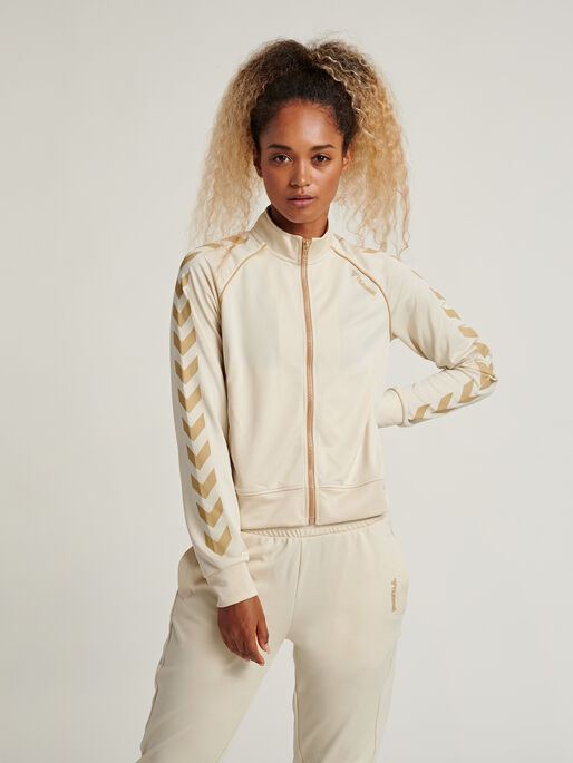 hmlZIBA SHORT ZIP JACKET, BONE WHITE, model