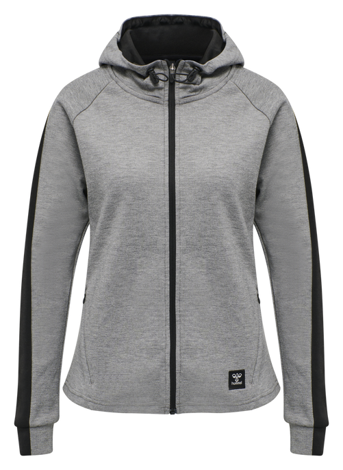 hmlESSI ZIP HOODIE, GREY MELANGE, packshot