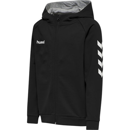 HUMMEL GO KIDS COTTON ZIP HOODIE, BLACK, packshot