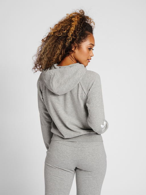 hmlNONI 2.0 ZIP HOODIE, GREY MELANGE, model