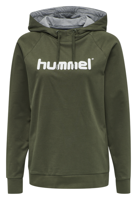 HUMMEL GO COTTON LOGO HOODIE WOMAN, GRAPE LEAF, packshot