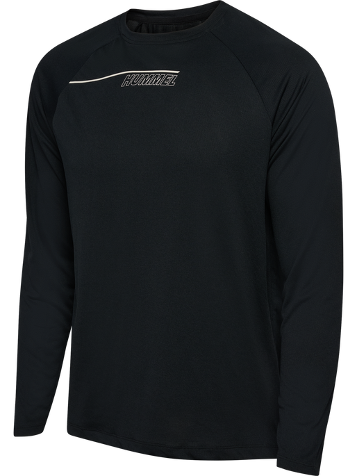 hmlCOURT LIGHT WEIGHT T-SHIRT L/S, LIGHT GREY/BLACK, packshot