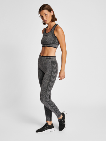 hmlMT UNA SEAMLESS MID WAIST TIGHTS, BLACK MELANGE, model