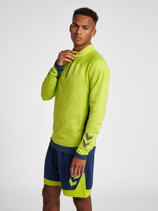 hmlLEAD HALF ZIP, LIME PUNCH, model