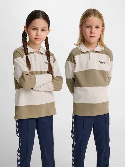hmlJR LOOSE STRIPED POLO L/S, CORNSTALK, model