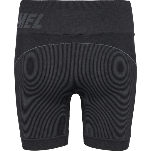 hmlTE CHRISTEL SEAMLESS SHORTS, BLACK/ASPHALT MELANGE hmlTE CHRISTEL SEAMLESS SHORTS, BLACK/ASPHALT MELANGE, packshot