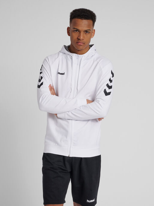 HUMMEL GO COTTON ZIP HOODIE, WHITE, model