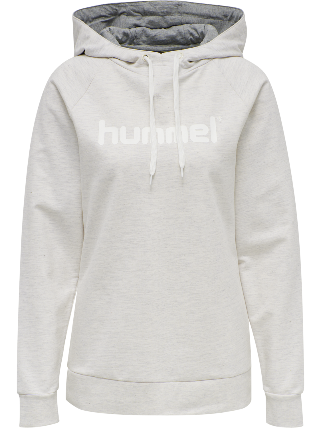 HUMMEL GO COTTON LOGO HOODIE WOMAN, EGRET MELANGE, packshot