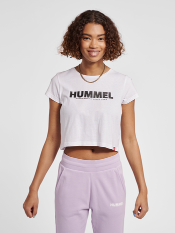 hmlLEGACY WOMAN CROPPED T-SHIRT, WHITE, model