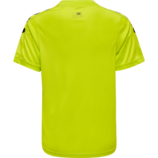 hmlCORE XK STRIPED JERSEY S/S KIDS, LIME POPSICLE/BLACK, packshot