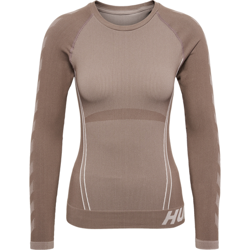 hmlTE CHRISTEL SEAMLESS T-SHIRT L/S, CHATEAU GRAY, packshot