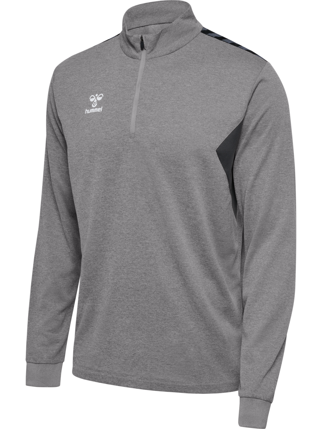 hmlAUTHENTIC HALF ZIP SWEAT, GREY MELANGE, packshot
