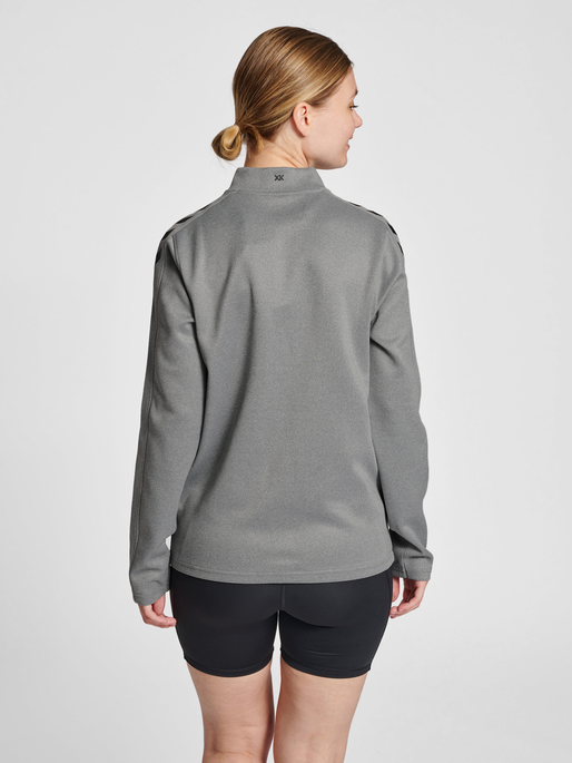 hmlCORE XK POLY ZIP SWEAT WOMAN, GREY MELANGE, model