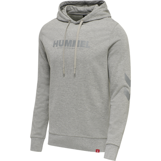 hmlLEGACY LOGO HOODIE PLUS, GREY MELANGE hmlLEGACY LOGO HOODIE PLUS, GREY MELANGE, packshot