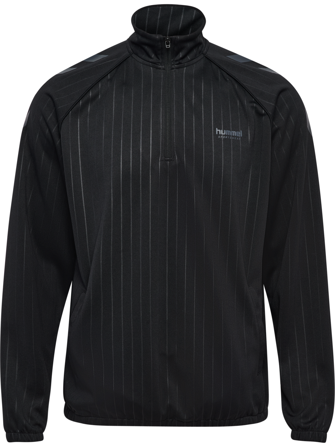 hmlSTRIPE HALFZIP, BLACK, packshot