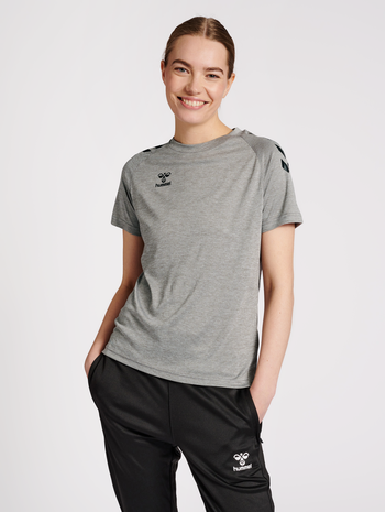 hmlCORE XK CORE POLY T-SHIRT S/S WOMAN, GREY MELANGE, model