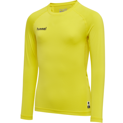 HUMMEL FIRST PERFORMANCE KIDS JERSEY L/S, BLAZING YELLOW, packshot