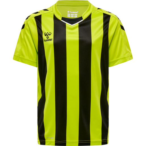 hmlCORE XK STRIPED JERSEY S/S KIDS, LIME POPSICLE/BLACK, packshot