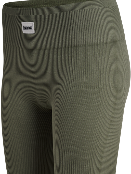 hmlPULSE SEAMLESS RIB MW TIGHTS, DUSTY OLIVE hmlPULSE SEAMLESS RIB MW TIGHTS, DUSTY OLIVE, packshot