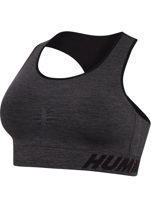 hmlTE CURVE SEAMLESS SPORTS BRA, BLACK MELANGE, packshot