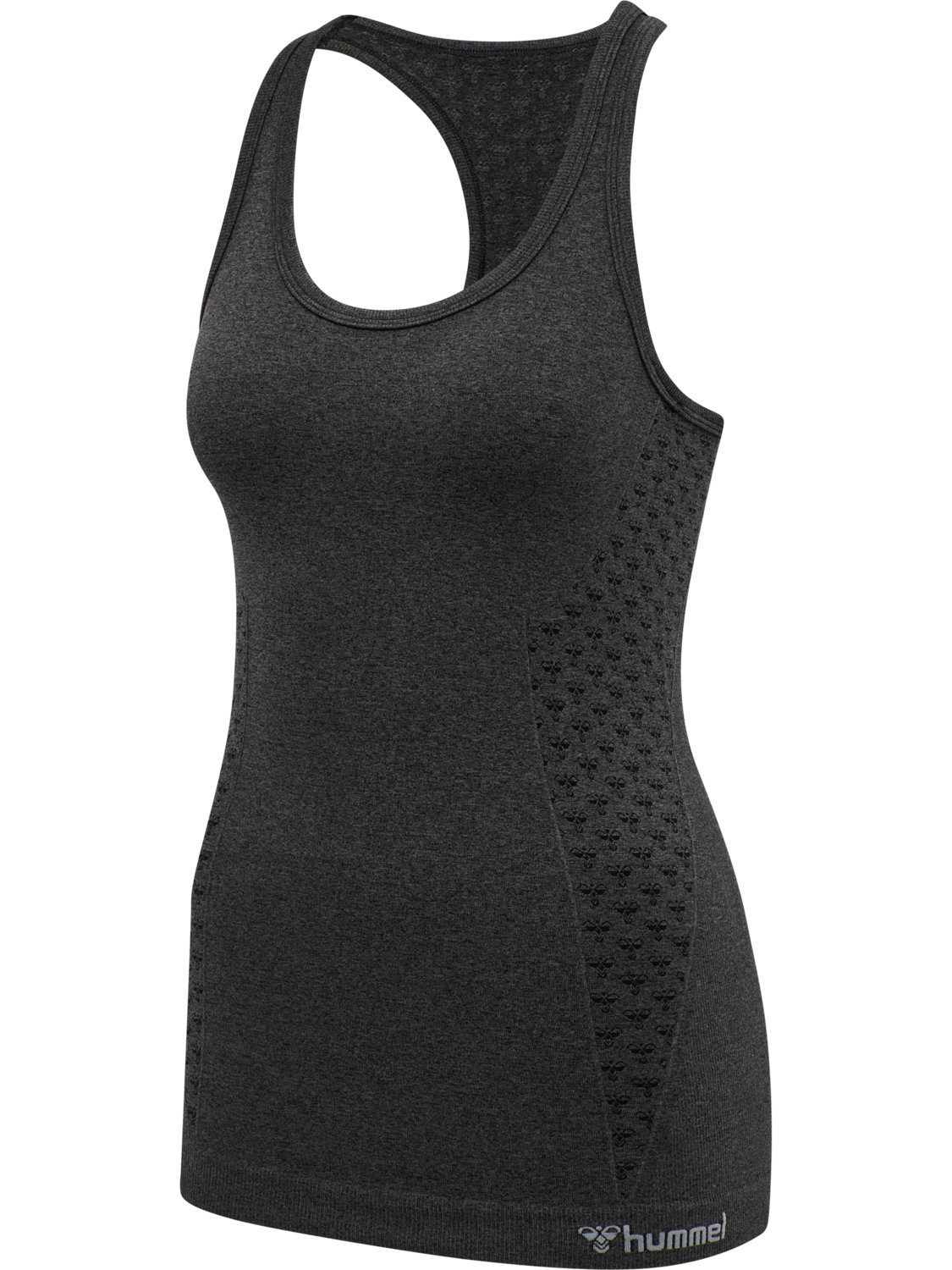 hmlCI SEAMLESS TOP, BLACK MELANGE, packshot