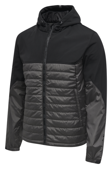 hmlNORTH HYBRID JACKET, BLACK/ASPHALT, packshot