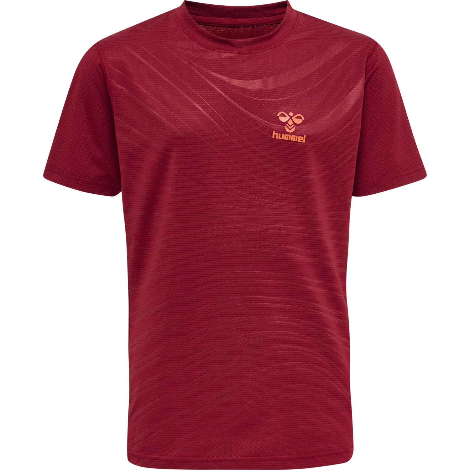 hmlONGRID POLY TEE S/S KIDS, RHUBARB/NASTURTIUM, packshot